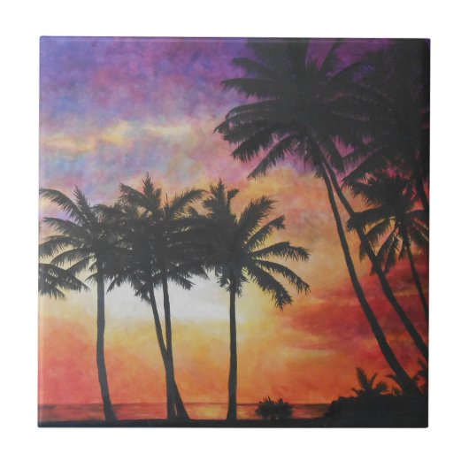 "Hawaiian Sunset" Tegeltje (Voorkant)
