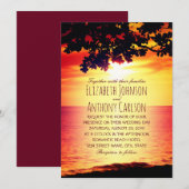Hawaiian Sunset Tropical Tree Beach Thégold Weddin Kaart (Voorkant / Achterkant)