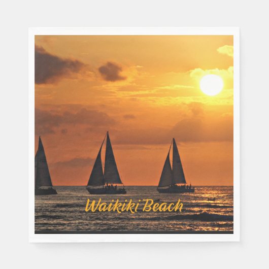 Hawaiian Sunset, Waikiki Beach, Servet (Voorkant)