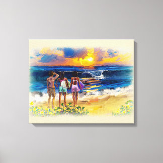 Hawaiian Surf Meisjes Canvas Afdruk