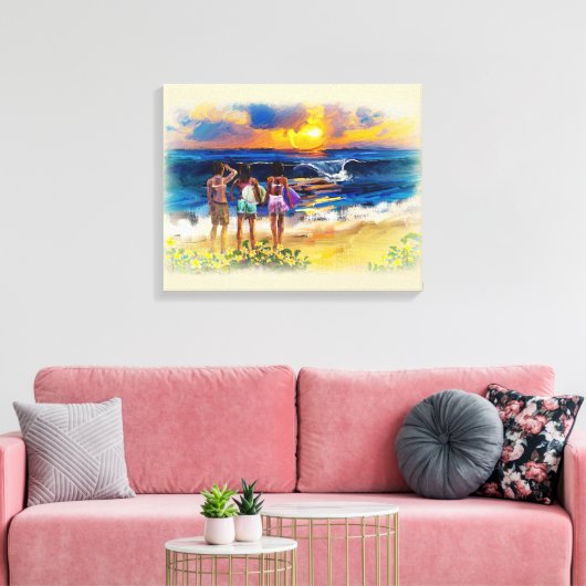 Hawaiian Surf Meisjes Canvas Afdruk (Insitu (Woonkamer))