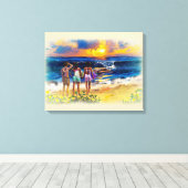 Hawaiian Surf Meisjes Canvas Afdruk (Insitu (Houten vloer))