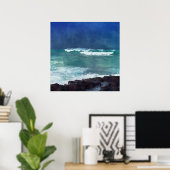 Hawaiian Surf Ocean Waves Aqua Blauwgroen Blue Lav Poster (Thuiskantoor)
