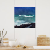 Hawaiian Surf Ocean Waves Aqua Blauwgroen Blue Lav Poster (Keuken)