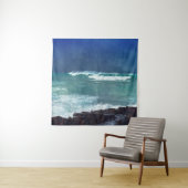 Hawaiian Surf Ocean Waves Aqua Blauwgroen Blue Lav Wandkleed (In situ)