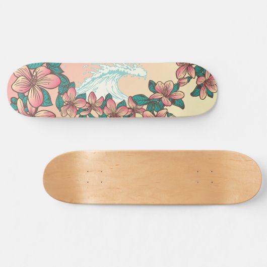 Hawaiian Surf Wave Hibiscus Flowers  Persoonlijk Skateboard (Horizontaal)