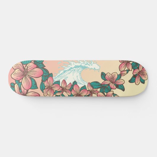 Hawaiian Surf Wave Hibiscus Flowers  Persoonlijk Skateboard (Horizontaal)