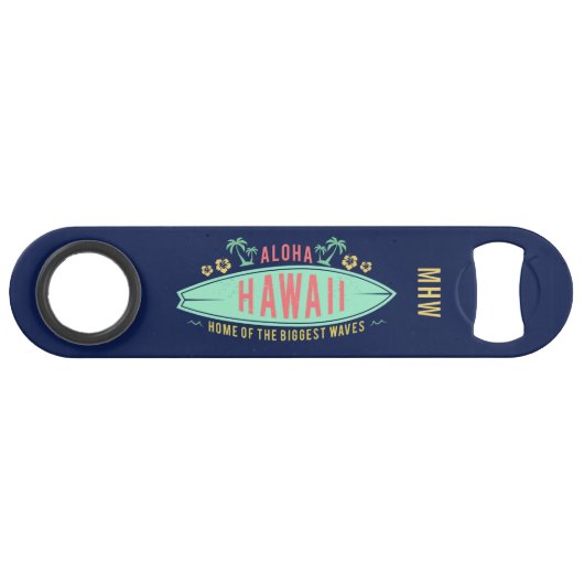 Hawaiian Surfer aangepast monogram flesopener Speed Flessenopener (Voorkant (Horizontaal))