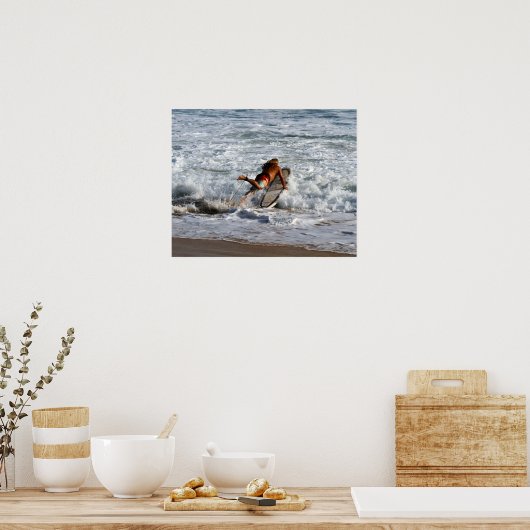Hawaiian Surfer duikt in Poster (Keuken)