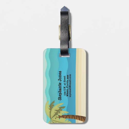 Hawaiian Surfer Girl Bagagelabel (Achterkant verticaal)