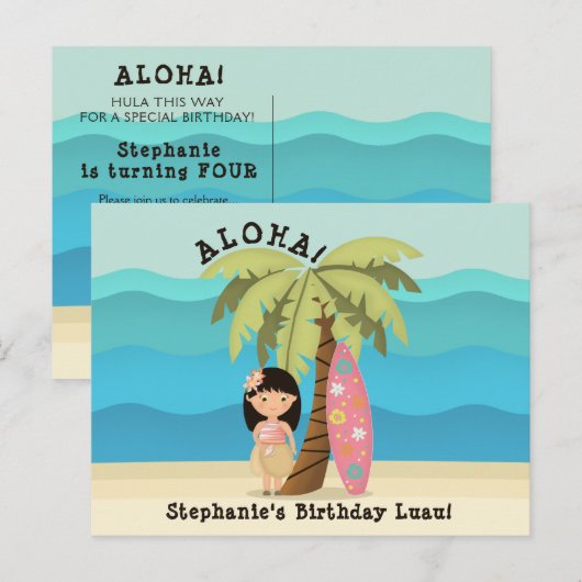 Hawaiian Surfer Girl Briefkaart (Voorkant / Achterkant)