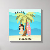 Hawaiian Surfer Girl Canvas Afdruk (Voorkant)