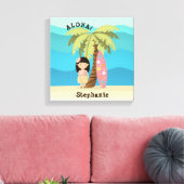 Hawaiian Surfer Girl Canvas Afdruk (Insitu (Woonkamer))