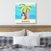 Hawaiian Surfer Girl Canvas Afdruk (Insitu (Slaapkamer))