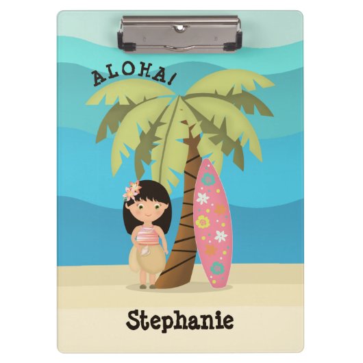 Hawaiian Surfer Girl Klembord (Voorkant)