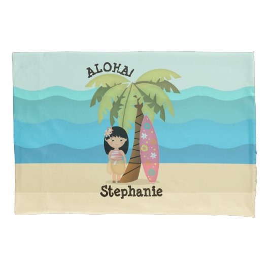 Hawaiian Surfer Girl Kussensloop (Voorkant)