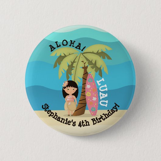 Hawaiian Surfer Girl Ronde Button 5,7 Cm (Voorkant)