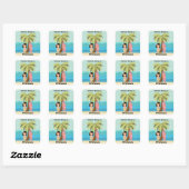 Hawaiian Surfer Girl Vierkante Sticker (Vel)