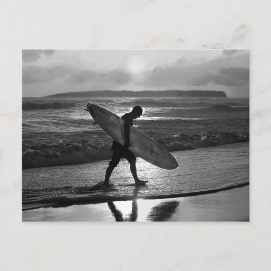 Hawaiian Surfer naar huis, zwart en wit Briefkaart (Voorkant)