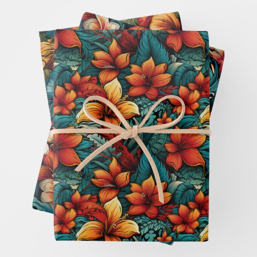 Hawaiian Surfer Paradise Design Inpakpapier Vel (In situ)