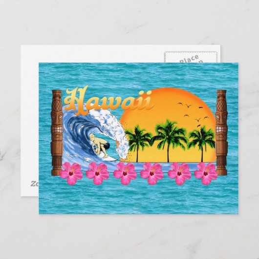 Hawaiian Surfing Briefkaart (Voorkant / Achterkant)