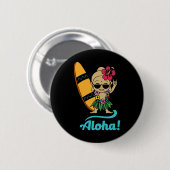 Hawaiian Surfing Buddha Aloha Hawaii Beach Yoga  Ronde Button 5,7 Cm (Voorkant /achterkant)