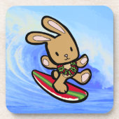 Hawaiian Surfing Bunny Holiday Cartoon Drankjes Onderzetter (Voorkant)