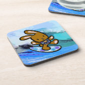 Hawaiian Surfing Bunny Holiday Cartoon Drankjes Onderzetter (Linkerzijde)
