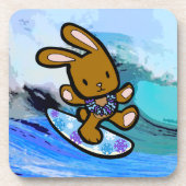 Hawaiian Surfing Bunny Holiday Cartoon Drankjes Onderzetter (Voorkant)