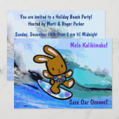 Hawaiian Surfing Bunny Holiday Cartoon Kaart (Voorkant / Achterkant)