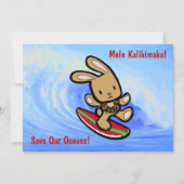 Hawaiian Surfing Bunny Holiday Cartoon Kaart (Voorkant)