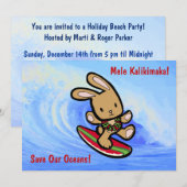 Hawaiian Surfing Bunny Holiday Cartoon Kaart (Voorkant / Achterkant)