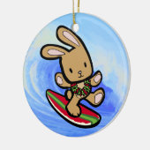 Hawaiian Surfing Bunny Holiday Cartoon Keramisch Ornament (Links)