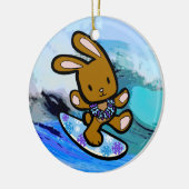 Hawaiian Surfing Bunny Holiday Cartoon Keramisch Ornament (Links)
