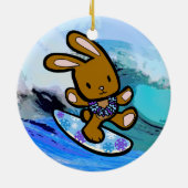 Hawaiian Surfing Bunny Holiday Cartoon Keramisch Ornament (Achterkant)