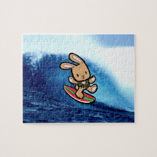 Hawaiian Surfing Bunny Holiday Cartoon Legpuzzel (Horizontaal)