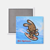 Hawaiian Surfing Bunny Holiday Cartoon Magneet (Voorkant / Achterkant)