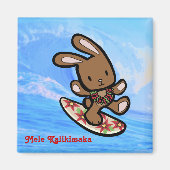 Hawaiian Surfing Bunny Holiday Cartoon Magneet (Voorkant)