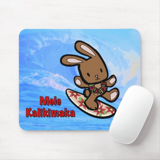 Hawaiian Surfing Bunny Holiday Cartoon Muismat (Met muis)