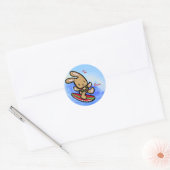 Hawaiian Surfing Bunny Holiday Cartoon Ronde Sticker (Envelop)