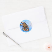 Hawaiian Surfing Bunny Holiday Cartoon Ronde Sticker (Envelop)