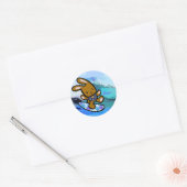 Hawaiian Surfing Bunny Holiday Cartoon Ronde Sticker (Envelop)