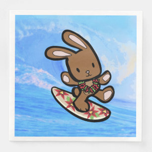 Hawaiian Surfing Bunny Holiday Cartoon Servetten