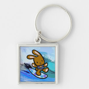 Hawaiian Surfing Bunny Holiday Cartoon Sleutelhanger