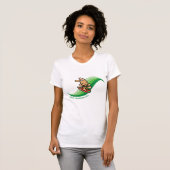Hawaiian Surfing Bunny Holiday Green Cartoon Band T-shirt (Voorkant volledig)