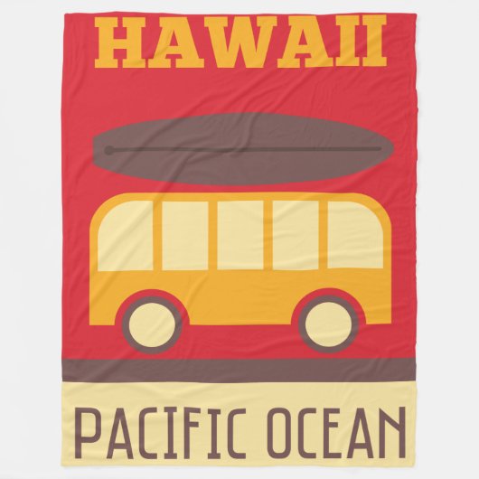 Hawaiian Surfing Bus Fleece Deken (Voorkant)
