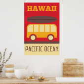 Hawaiian Surfing Bus Poster (Keuken)
