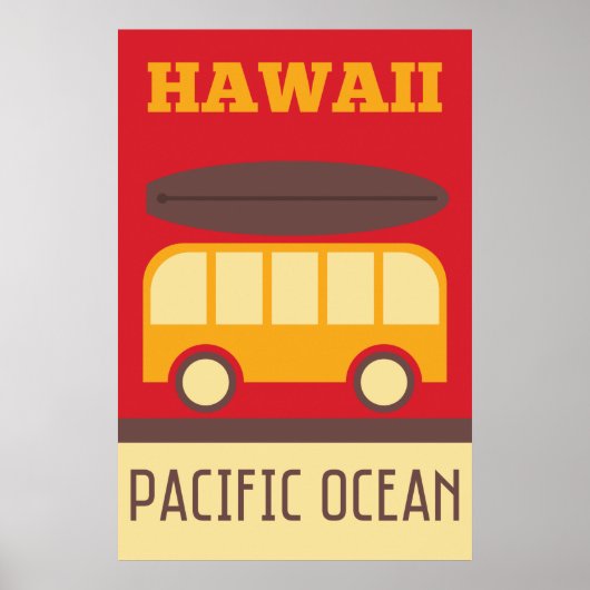 Hawaiian Surfing Bus Poster (Voorkant)