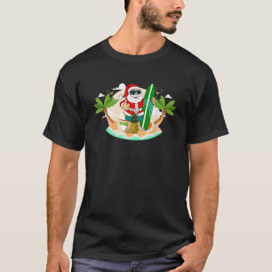 Hawaiian Surfing Santa Claus of Surf Beach Christm T-shirt