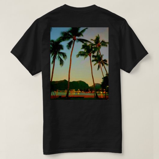 Hawaiian T Shirt Sunset en Palms 2 Sided Graphics (Design achterkant)